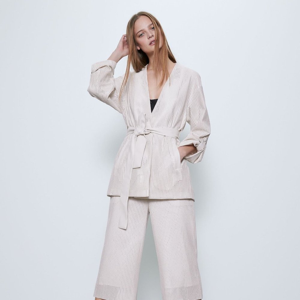 Zara Faux White Leather Jacket. Size M